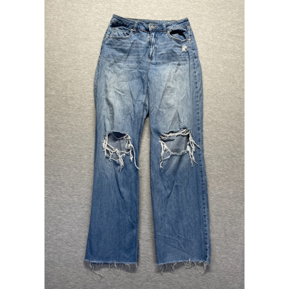Rewash Straight Jeans Womens 7/28 (Fits 27x29.5) Blue Denim Distressed Raw Hem